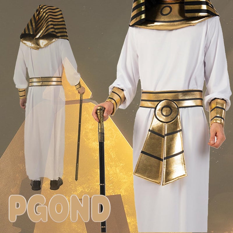 PGOND Adult Men's Egyptian Pharaoh Halloween Costume White - Image 4